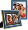 8x10 Velvet Picture Frame with 2 Opening Picture, HD Real Glass Navy Blue Velvet Photo Frame with Black White Border Mat, Gold Border Horizontal & Vertical Display for Tabletop or Wall Decor (2 Pack)